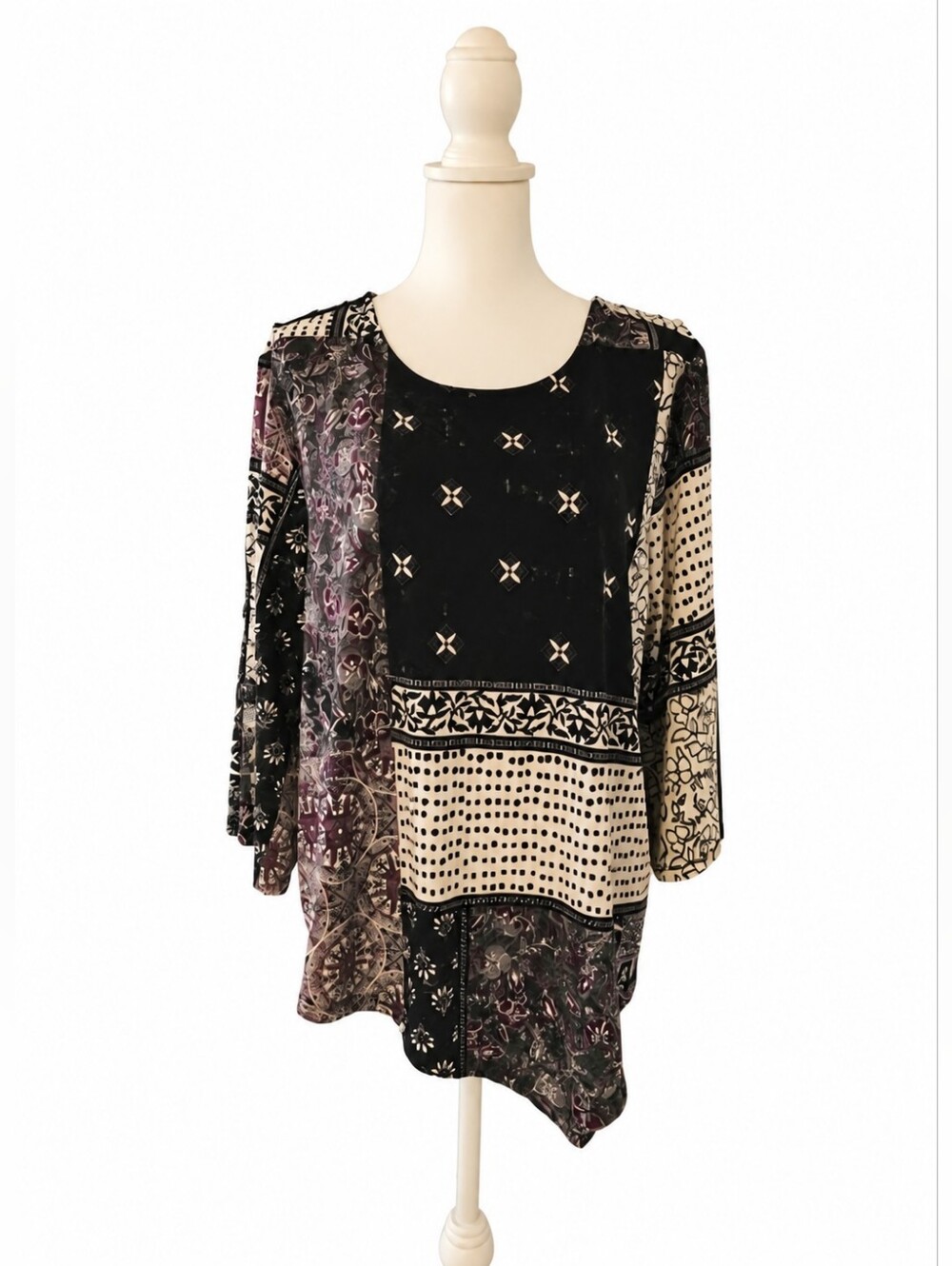 Zac & Rachel Black and White Patterned Blouse